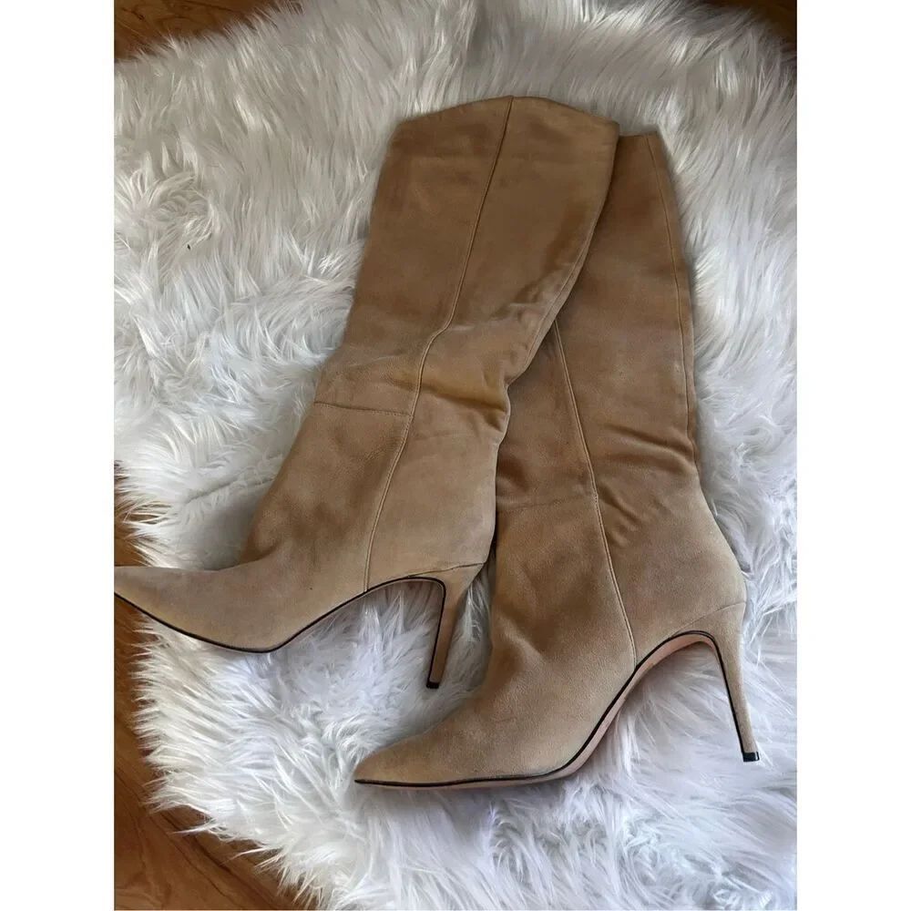 J crew suede leather boots size 9 below the knee classy heeled pointed t…